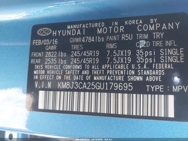 2016 HYUNDAI TUCSON KM8J3CA25GU179695 Photo 8