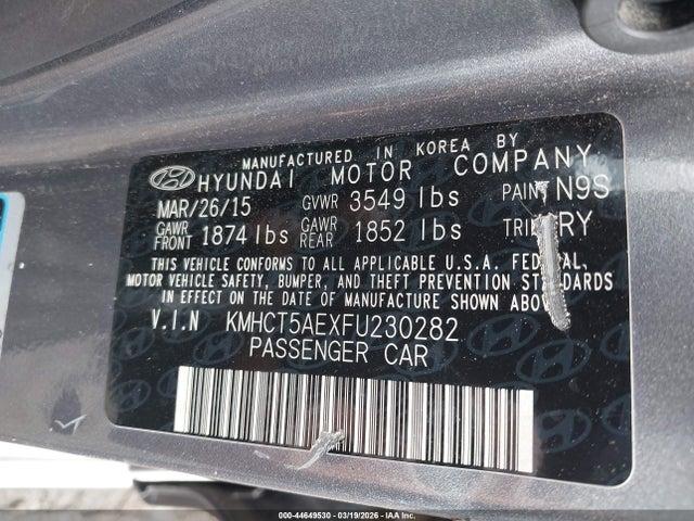 Hyundai ACCENT GS 2015 KMHCT5AEXFU230282 Image 9