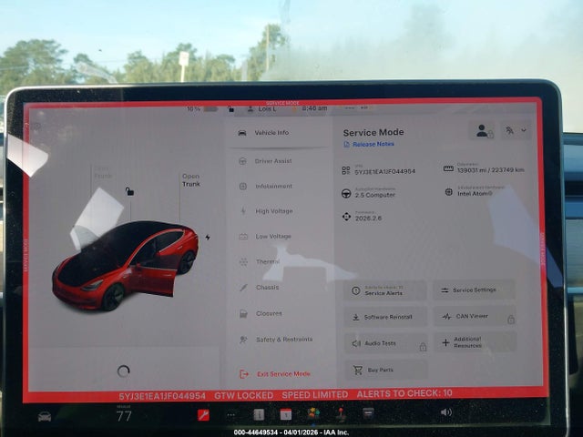 44649534 :رقم المزاد ، 5YJ3E1EA1JF044954 vin ، 2018 Tesla Model 3 Long Range/mid Range مزاد بيع