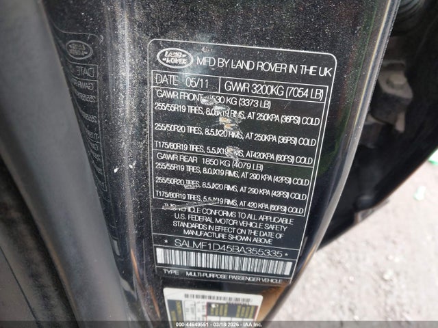 2011 LAND ROVER RANGE ROVER SALMF1D45BA355335 Photo 8