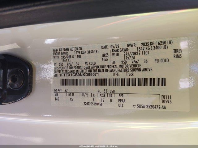 2022 FORD F-150 1FTEX1CB9NKD99071 Photo 8