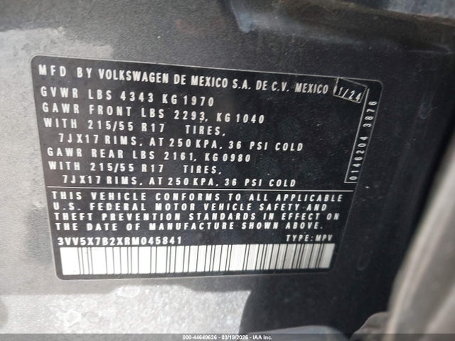 2024 VOLKSWAGEN TAOS 3VV5X7B2XRM045841 Photo 8
