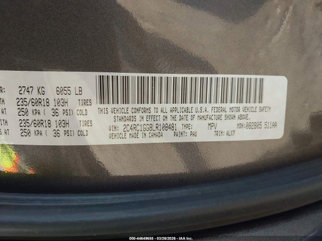 2020 CHRYSLER PACIFICA 2C4RC1GG8LR108481 Photo 8