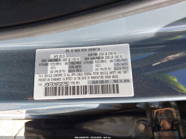 44649705 :رقم المزاد ، JM3KFBCM8P0267650 vin ، 2023 Mazda Cx-5 2.5 S Carbon Edition مزاد بيع