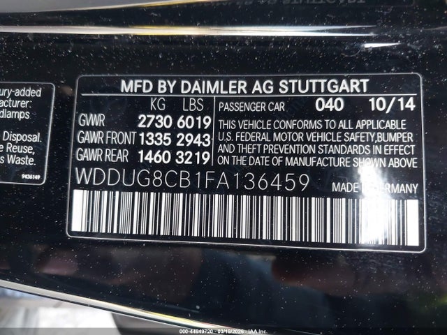 Продажа на аукционе авто 2015 Mercedes-benz S 550, vin: WDDUG8CB1FA136459, номер лота: 44649720