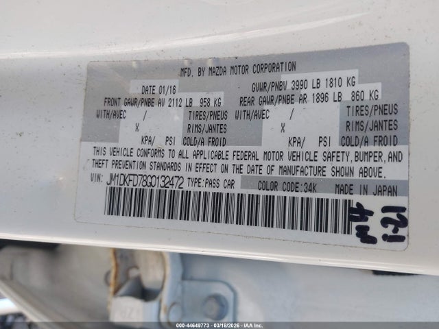 Продаж на аукціоні авто 2016 Mazda Cx-3 Grand Touring, vin: JM1DKFD78G0132472, номер лоту: 44649773