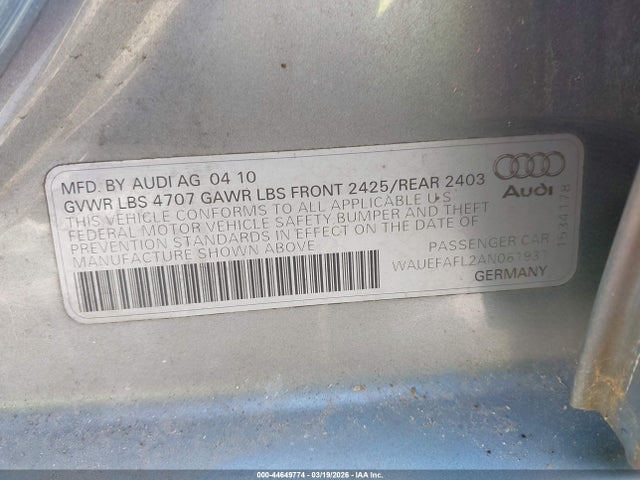 2010 AUDI A4 WAUEFAFL2AN061931 Photo 8