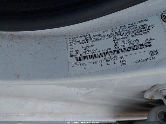 Продаж на аукціоні авто 2018 Ford Fiesta Se, vin: 3FADP4BJ0JM142671, номер лоту: 44649801