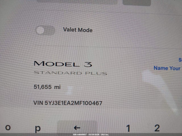 Продаж на аукціоні авто 2021 Tesla Model 3 Standard Range Plus Rear-wheel Drive, vin: 5YJ3E1EA2MF100467, номер лоту: 44649857