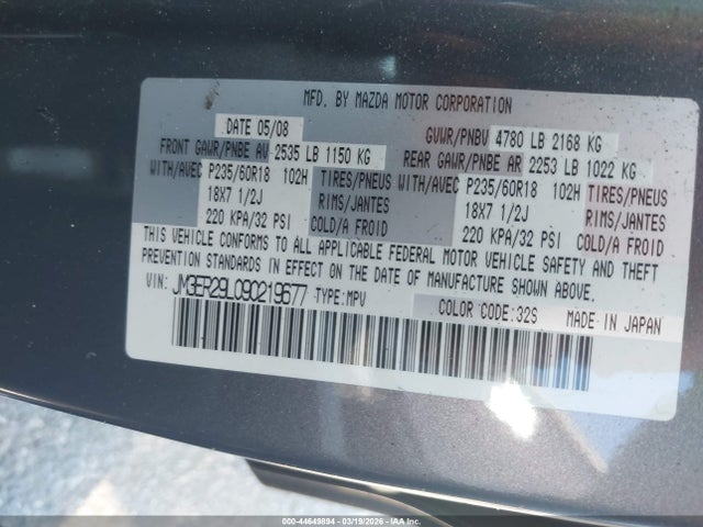 Aukcja sprzedaży 2009 Mazda Cx-7 Grand Touring, vin: JM3ER29L090219677, numer aukcji: 44649894