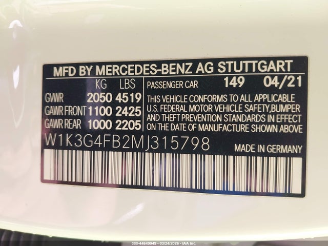 2021 MERCEDES-BENZ A 220 W1K3G4FB2MJ315798 Photo 8