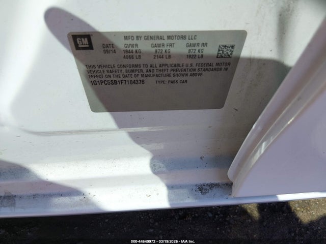1G1PC5SB1F7104376 Chevrolet Cruze 1lt Auto
