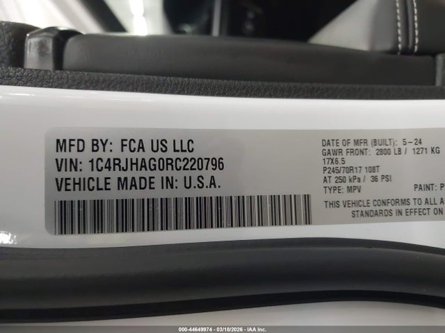 Продаж на аукціоні авто 2024 Jeep Grand Cherokee Laredo 4x4, vin: 1C4RJHAG0RC220796, номер лоту: 44649974