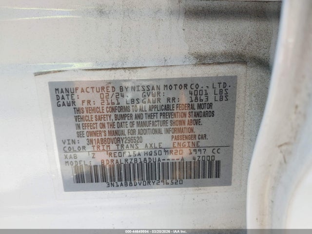 Aukcja sprzedaży 2024 Nissan Sentra Sr Xtronic Cvt, vin: 3N1AB8DV0RY296520, numer aukcji: 44649994