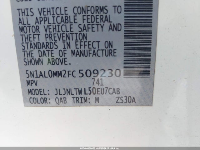 Продажа на аукционе авто 2015 Infiniti Qx60, vin: 5N1AL0MM2FC509230, номер лота: 44650029