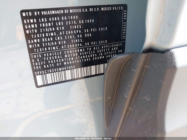 Продаж на аукціоні авто 2025 Volkswagen Taos 1.5t Se, vin: 3VVSC7B25SM067055, номер лоту: 44650119