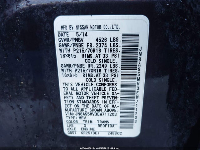 Nissan Rogue Select S 2014 JN8AS5MV3EW711203 Image 9