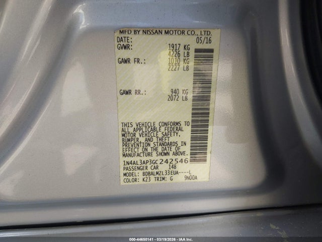 Nissan Altima 2.5 Sv 2016 1N4AL3AP3GC242546 Image 9