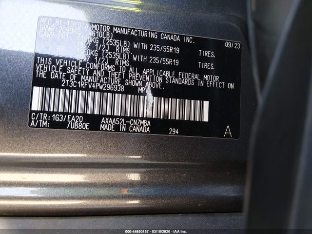 2T3C1RFV4PW296938 Toyota Rav4 Xle Premium
