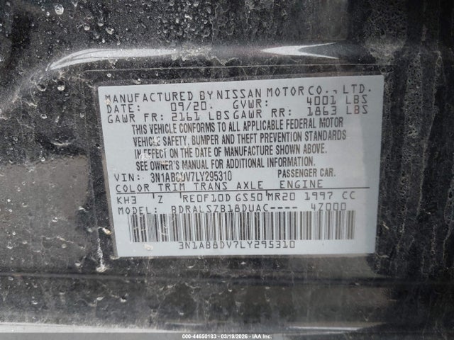 44650183 :رقم المزاد ، 3N1AB8DV7LY295310 vin ، 2020 Nissan Sentra Sr Xtronic Cvt مزاد بيع