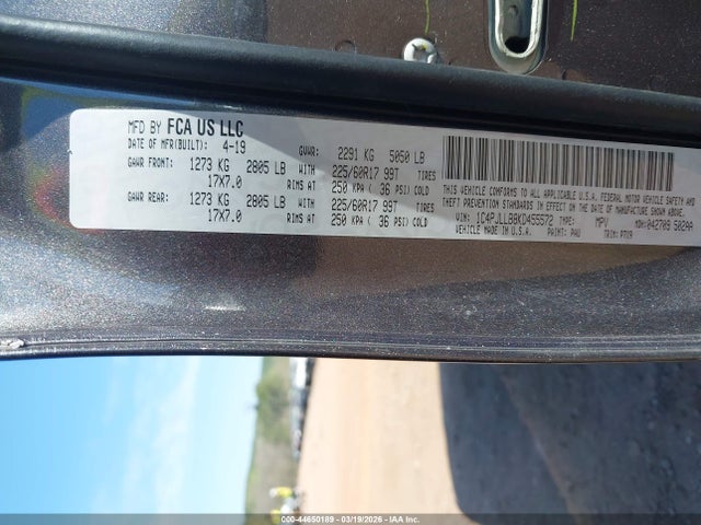 Продажа на аукционе авто 2019 Jeep Cherokee Latitude Plus Fwd, vin: 1C4PJLLB8KD455572, номер лота: 44650189