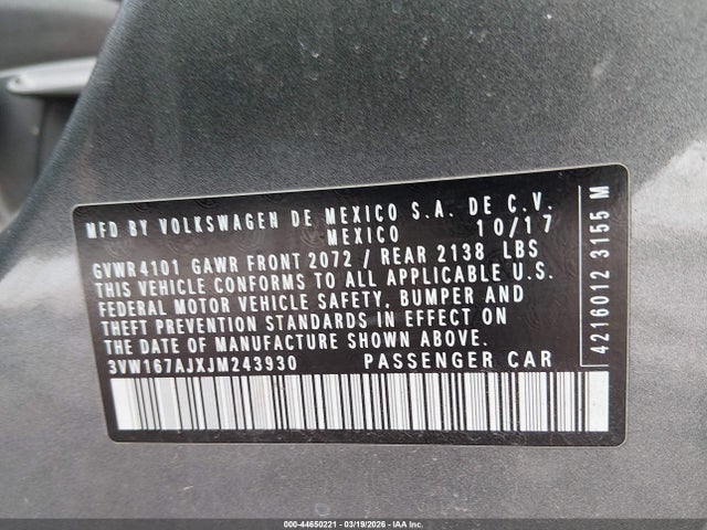 2018 VOLKSWAGEN JETTA 3VW167AJXJM243930 Photo 8