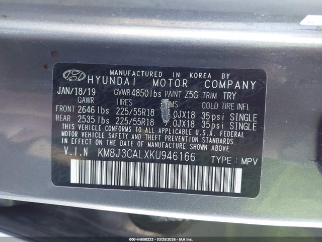 2019 HYUNDAI TUCSON KM8J3CALXKU946166 Photo 8