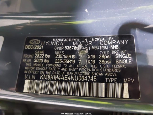 Aukcja sprzedaży 2022 Hyundai Ioniq 5 Se, vin: KM8KM4AE4NU064746, numer aukcji: 44650229