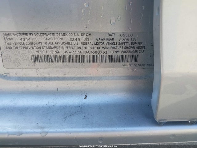2010 VOLKSWAGEN JETTA 3VWPZ7AJ8AM688751 Photo 8