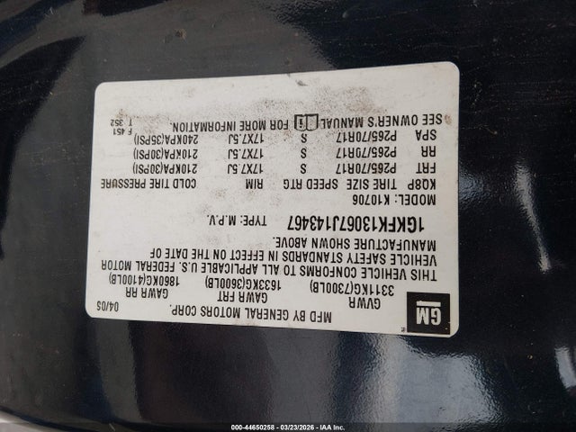 Aukcja sprzedaży 2007 Gmc Yukon Slt, vin: 1GKFK13067J143467, numer aukcji: 44650258
