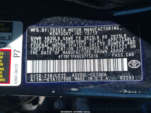 Toyota CAMRY SE 2014 4T1BF1FK6EU775016 Image 9