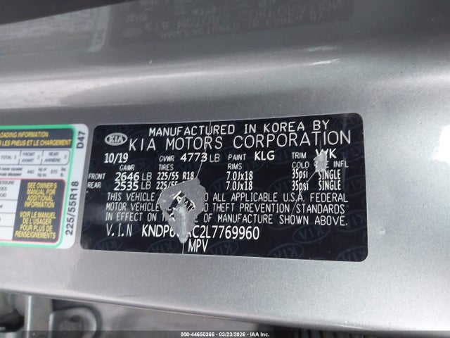 Продаж на аукціоні авто 2020 Kia Sportage S, vin: KNDP6CAC2L7769960, номер лоту: 44650366