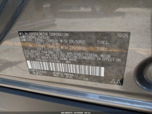 JTMBCAEBXTA002286 Toyota Bz Limited
