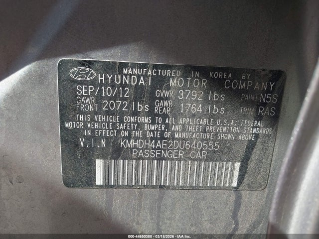 Продаж на аукціоні авто 2013 Hyundai Elantra Gls/limited, vin: KMHDH4AE2DU640555, номер лоту: 44650380