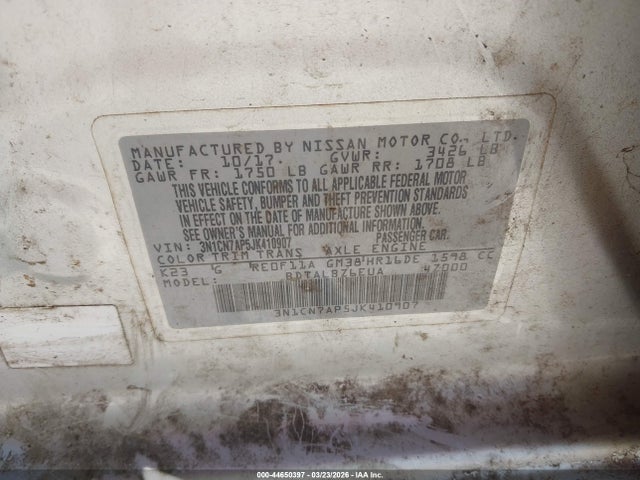 3N1CN7AP5JK410907 Nissan Versa 1.6 Sv