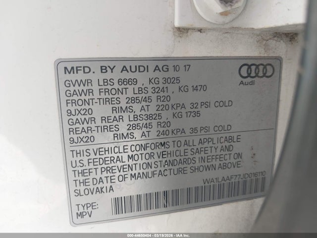 WA1LAAF77JD016110 Audi Q7 3.0t Premium