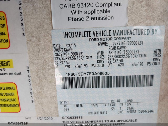 Ford F53 2015 1F66F5DY7F0A09635 Image 9