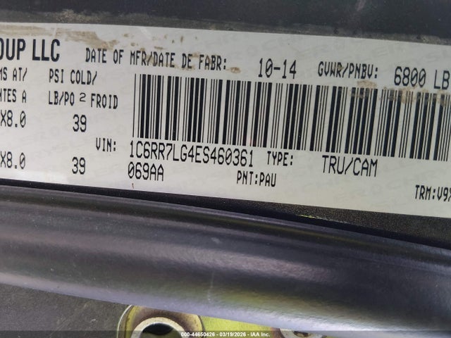 Продажа на аукционе авто 2014 Ram 1500 Slt, vin: 1C6RR7LG4ES460361, номер лота: 44650426