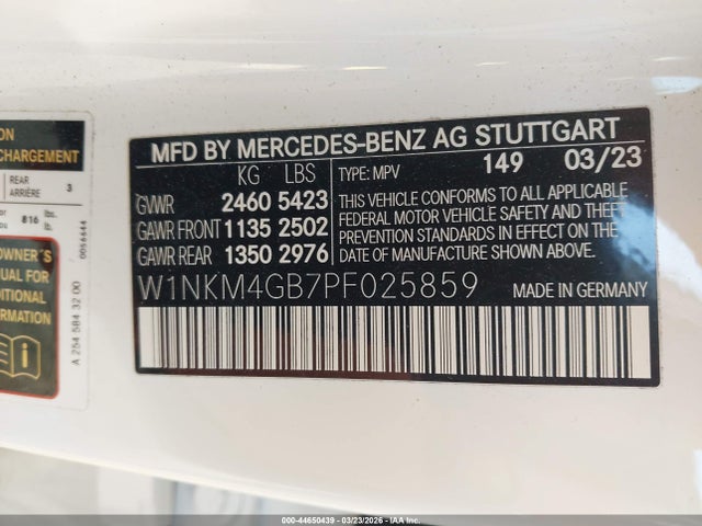 44650439 :رقم المزاد ، W1NKM4GB7PF025859 vin ، 2023 Mercedes-benz Glc 300 Suv مزاد بيع