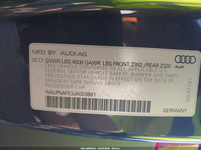 2018 AUDI A5 WAUPNAF53JA003881 Photo 8