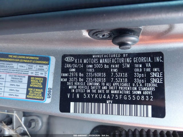 2015 KIA SORENTO 5XYKU4A75FG550832 Photo 8