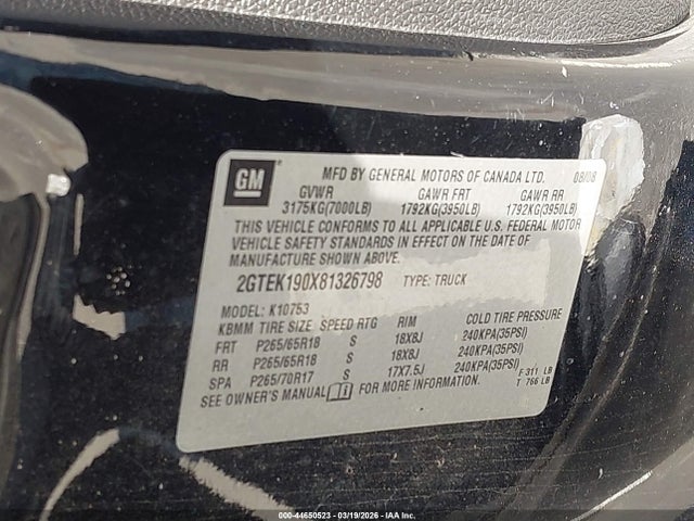 2008 GMC SIERRA 1500 2GTEK190X81326798 Photo 8