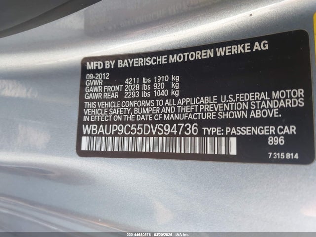 Aukcja sprzedaży 2013 Bmw 128i, vin: WBAUP9C55DVS94736, numer aukcji: 44650576