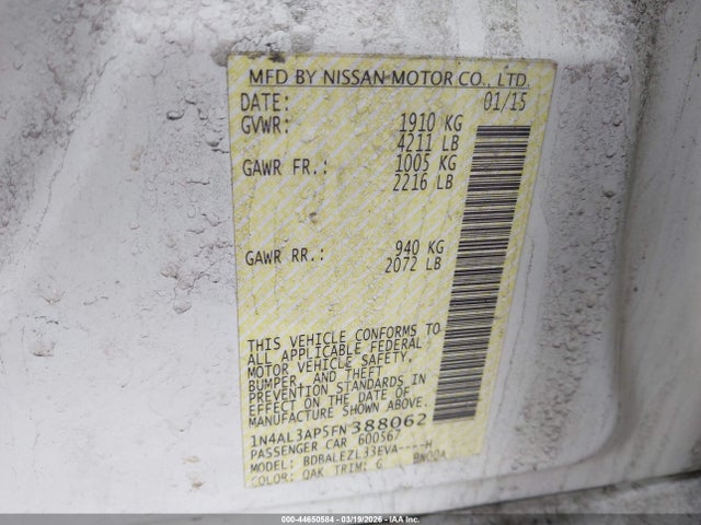 1N4AL3AP5FN388062 Nissan Altima 2.5 S