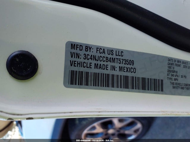 Продажа на аукционе авто 2021 Jeep Compass Limited Fwd, vin: 3C4NJCCB4MT573509, номер лота: 44650586