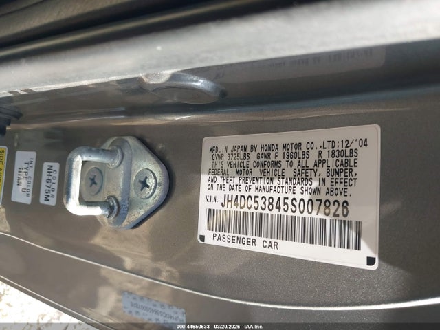 Продаж на аукціоні авто 2005 Acura Rsx, vin: JH4DC53845S007826, номер лоту: 44650633