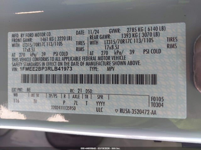 Продаж на аукціоні авто 2024 Ford Bronco Wildtrak, vin: 1FMEE2BP3RLB41973, номер лоту: 44650648
