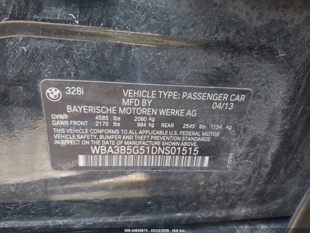 Продажа на аукционе авто 2013 Bmw 328i Xdrive, vin: WBA3B5G51DNS01515, номер лота: 44650675