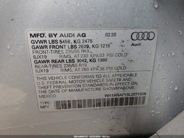 2020 AUDI Q5 WA1ANAFY3L2071835 Photo 8