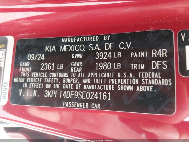 Продажа на аукционе авто 2025 Kia K4 Lxs, vin: 3KPFT4DE9SE024161, номер лота: 44650764